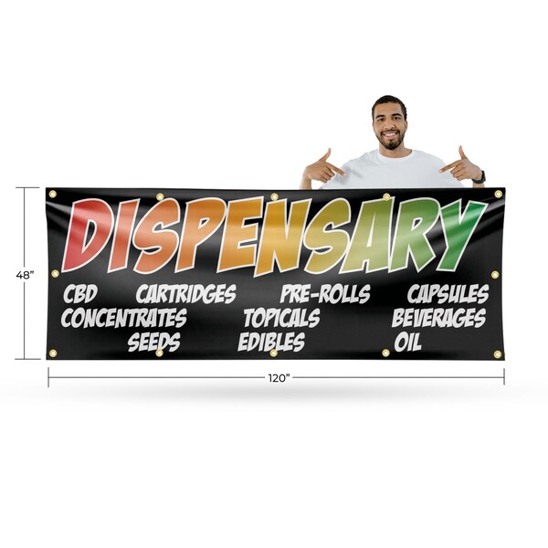 Signmission Dispensary CBD Pre Rolls Edibles, 48 Inch x 120 Inch, Vinyl Banner - B-120-30547
