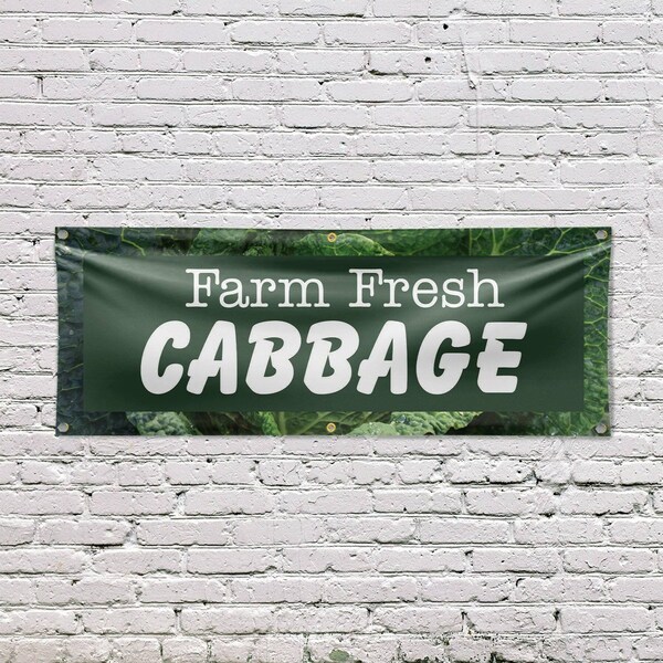 Signmission Farm Fresh Cabbage, 24 Inch x 72 Inch, Vinyl Banner - B-72-30583