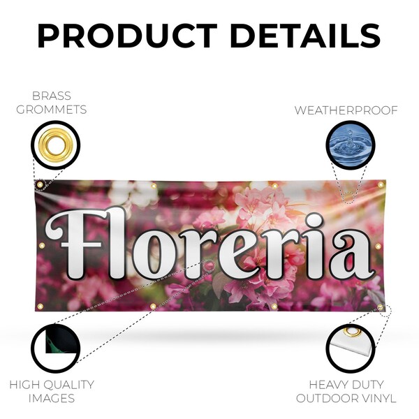 Signmission Floreria, 36 Inch x 96 Inch, Vinyl Banner - B-96-30636