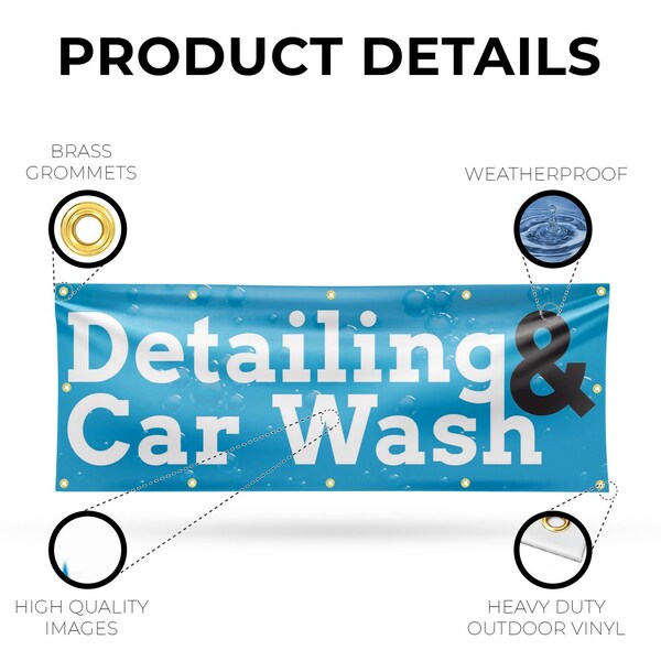 Signmission Detailing and Car Wash, 48 Inch x 120 Inch, Vinyl Banner - B-120-30543