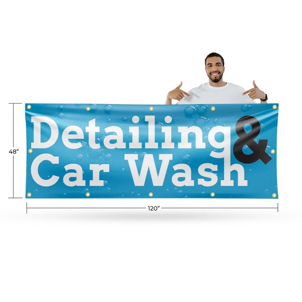 Signmission Detailing and Car Wash, 48 Inch x 120 Inch, Vinyl Banner - B-120-30543