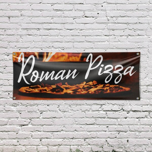 Signmission Roman Pizza, 18 Inch x 48 Inch, Vinyl Banner - B-30839
