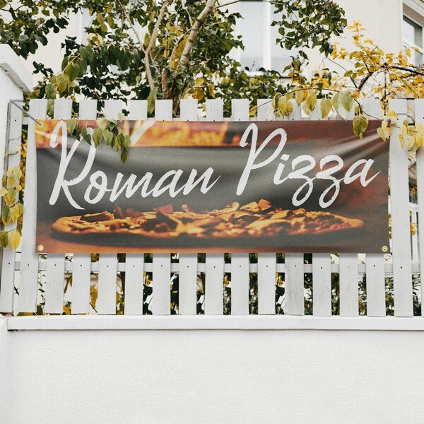 Signmission Roman Pizza, 18 Inch x 48 Inch, Vinyl Banner - B-30839