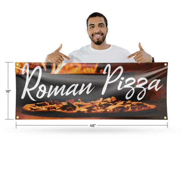 Signmission Roman Pizza, 18 Inch x 48 Inch, Vinyl Banner - B-30839