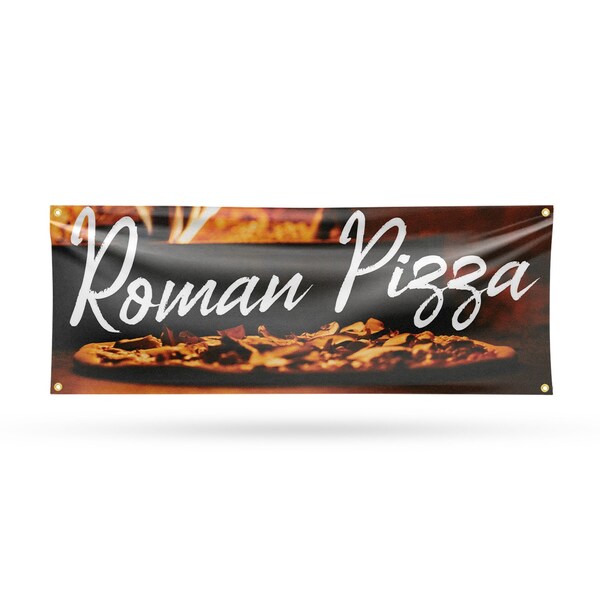 Signmission Roman Pizza, 18 Inch x 48 Inch, Vinyl Banner - B-30839