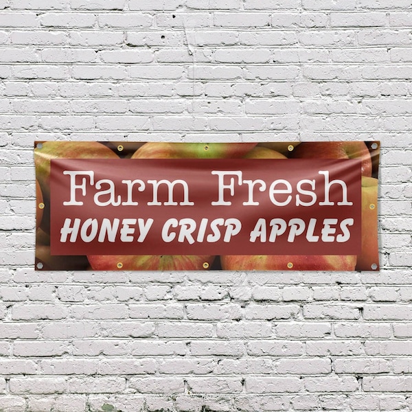 Signmission Farm Fresh Honey Crisp Apples, 48 Inch x 120 Inch, Vinyl Banner - B-120-30596