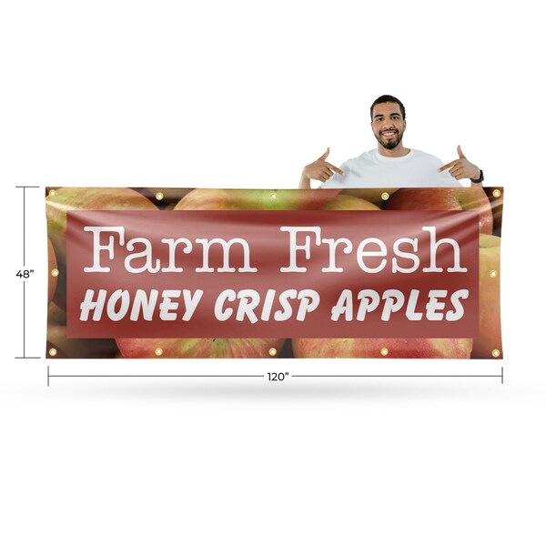 Signmission Farm Fresh Honey Crisp Apples, 48 Inch x 120 Inch, Vinyl Banner - B-120-30596