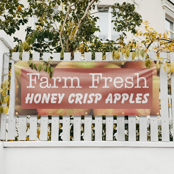 Signmission Farm Fresh Honey Crisp Apples, 48 Inch x 120 Inch, Vinyl Banner - B-120-30596