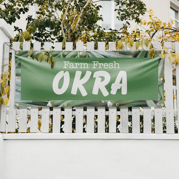 Signmission Farm Fresh Okra, 36 Inch x 96 Inch, Vinyl Banner - B-96-30603
