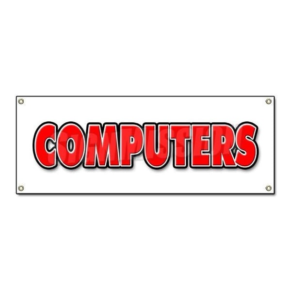 Signmission COMPUTERS BANNER SIGN computer repair signs tech virus PC laptop smart phone - B-COMPUTERS