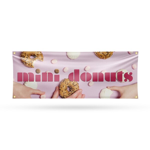 Signmission Mini Donuts, 18 Inch x 48 Inch, Vinyl Banner - B-30740