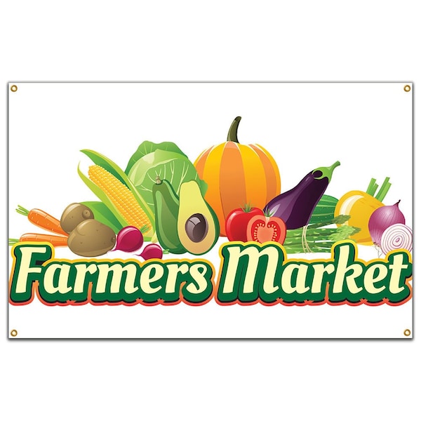 Signmission Farmers Market Banner Concession Stand Food Truck Single Sided - B-FARMERS MARKET19