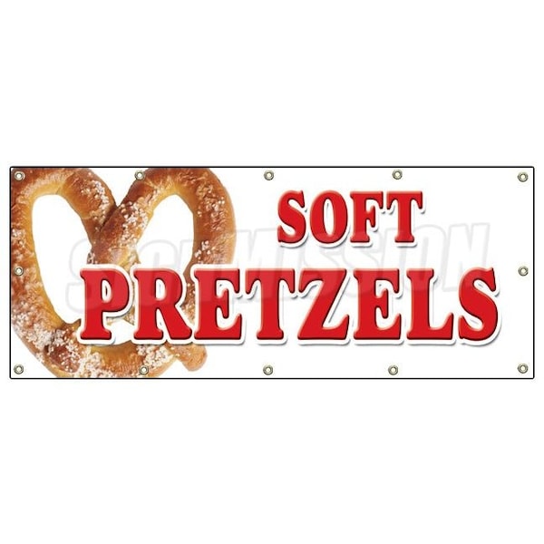 Signmission SOFT PRETZELS BANNER SIGN pretzel stand cart signs hot fresh - B-120 SOFT PRETZELS