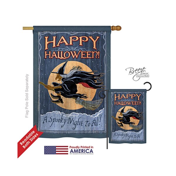 Gardencontrol 12063 Halloween A Spooky Night To All 2-Sided Vertical Impression House Flag 28 x 40 in. - GA3881548
