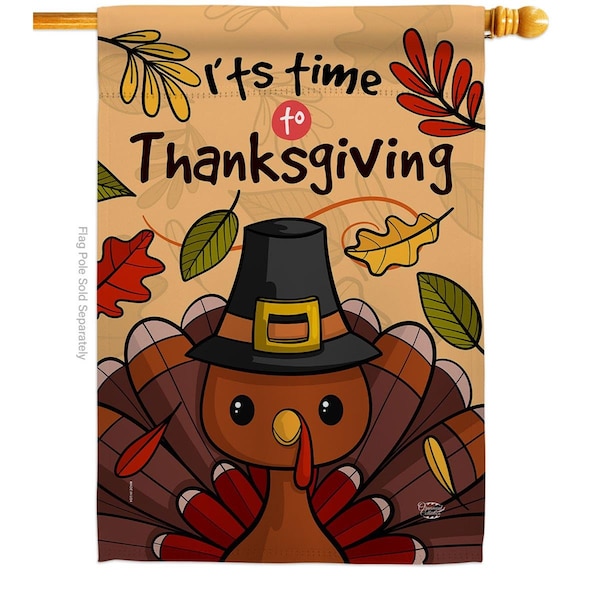 Ornament Collection Ornament Collection H192288-BO 28 x 40 in. Its Thanksgiving House Flag with Fall Double-Sided Decorative Vertical Flags Decoration Banner Garden Yard Gift - H192288-BO