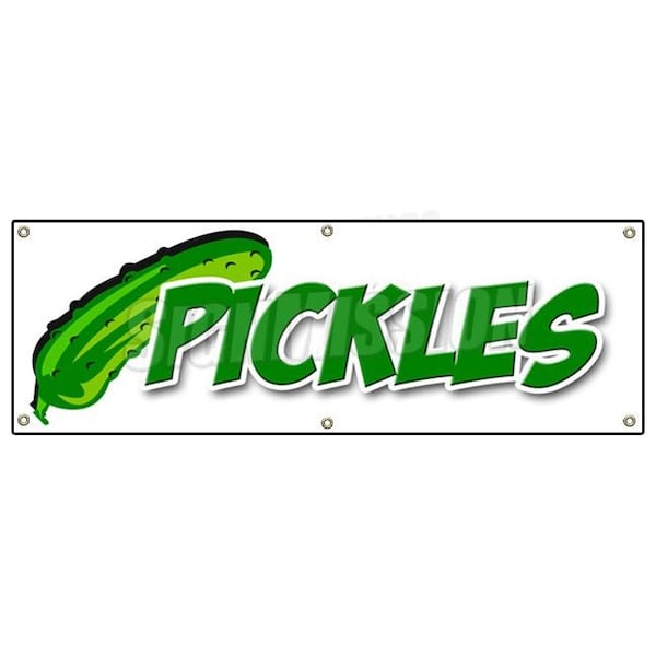 Signmission PICKLES BANNER SIGN sour fried dill kosher pickle barrel stand on a stick - B-72 PICKLES