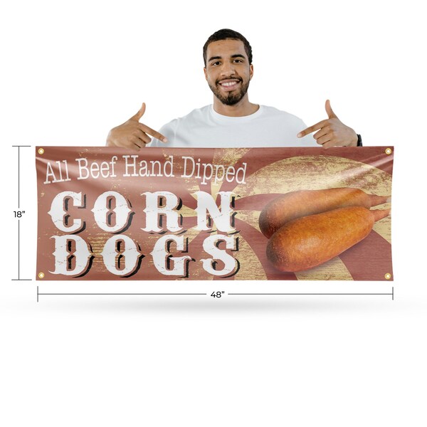 Signmission Corn Dogs, 18 Inch x 48 Inch, Vinyl Banner - B-30529