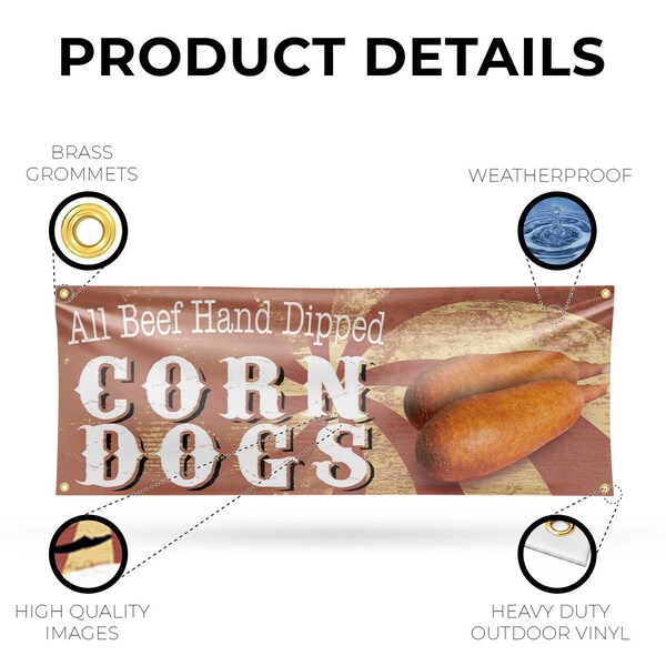 Signmission Corn Dogs, 18 Inch x 48 Inch, Vinyl Banner - B-30529