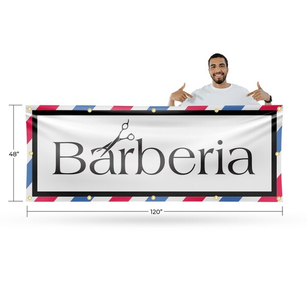 Signmission Barberia, 48 Inch x 120 Inch, Vinyl Banner - B-120-30482
