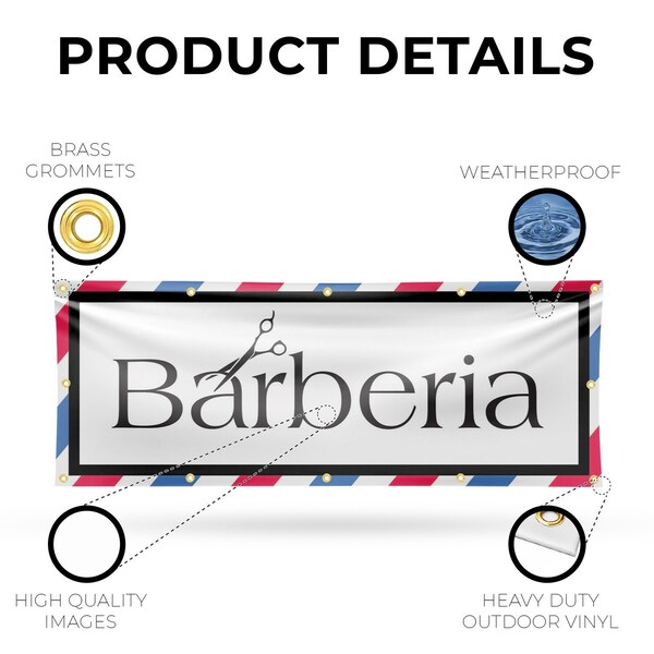 Signmission Barberia, 48 Inch x 120 Inch, Vinyl Banner - B-120-30482