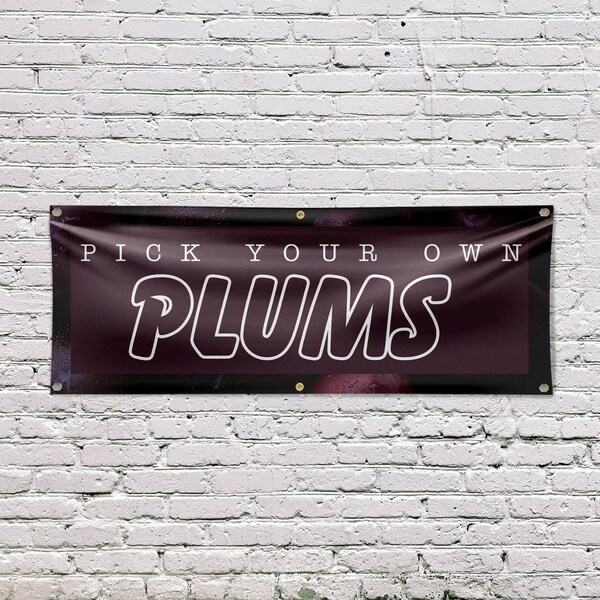 Signmission Pick Your Own Plums, 24 Inch x 72 Inch, Vinyl Banner - B-72-30795