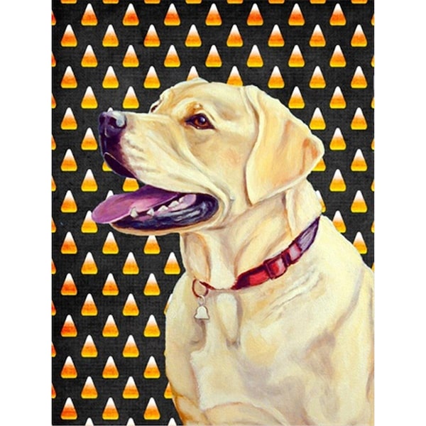 Patioplus 11 x 15 in. Labrador Yellow Candy Corn Halloween Portrait Garden Size Flag - PA730425