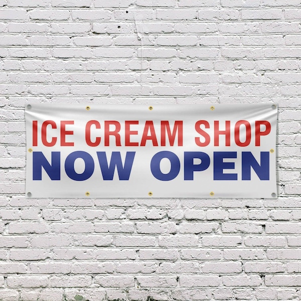 Signmission Ice Cream Shop Now Open, 48 Inch x 120 Inch, Vinyl Banner - B-120-30704