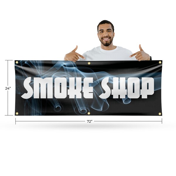 Signmission Smoke Shop, 24 Inch x 72 Inch, Vinyl Banner - B-72-30856
