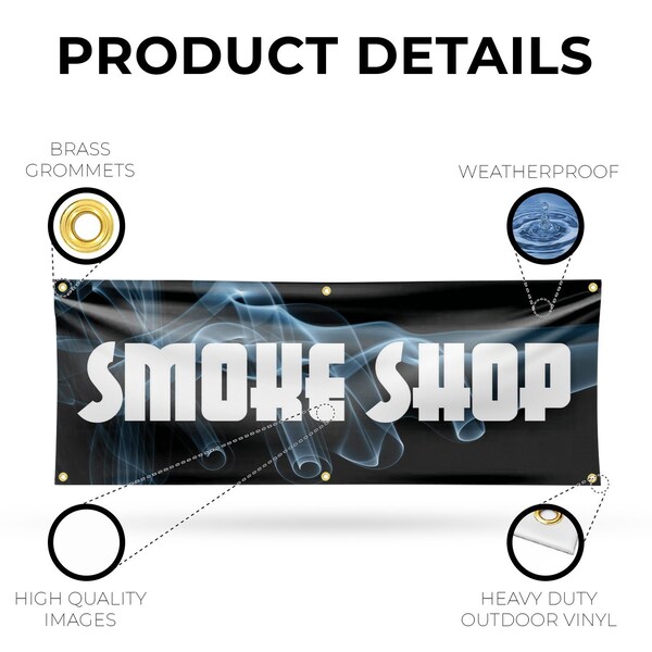 Signmission Smoke Shop, 24 Inch x 72 Inch, Vinyl Banner - B-72-30856