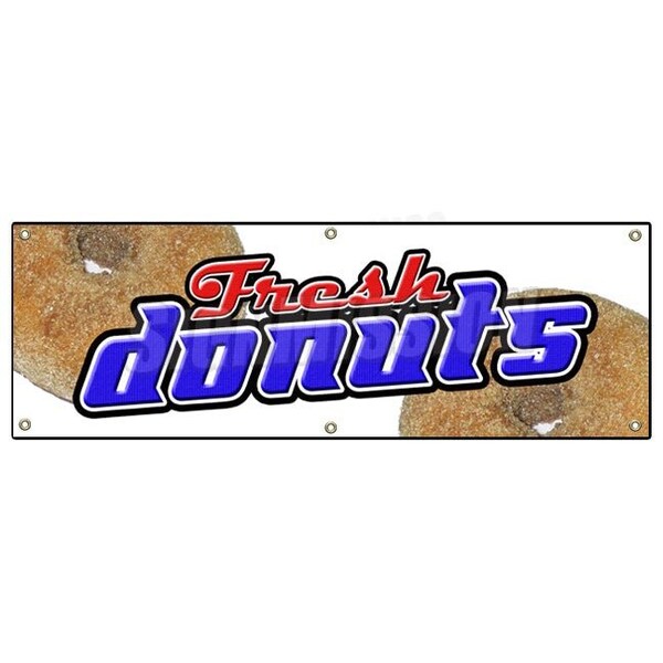 Signmission DONUTS BANNER SIGN donut fried dough signs fresh made glazed sugar doughnut - B-72 DONUTS