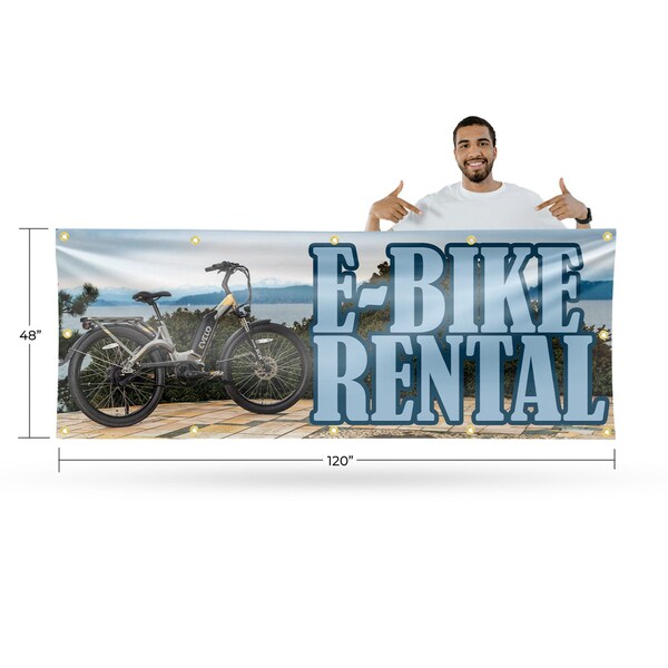 Signmission E Bike Rental, 48 Inch x 120 Inch, Vinyl Banner - B-120-30554