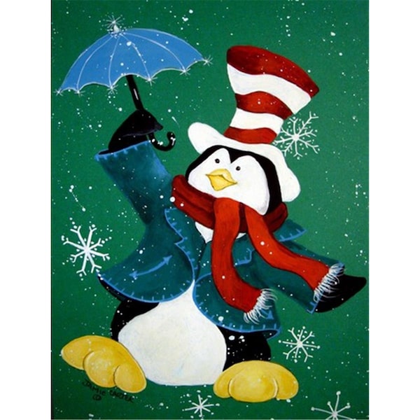 Patioplus Just Dropping In To Say Hello Christmas Penguin Flag Garden Size - PA733044