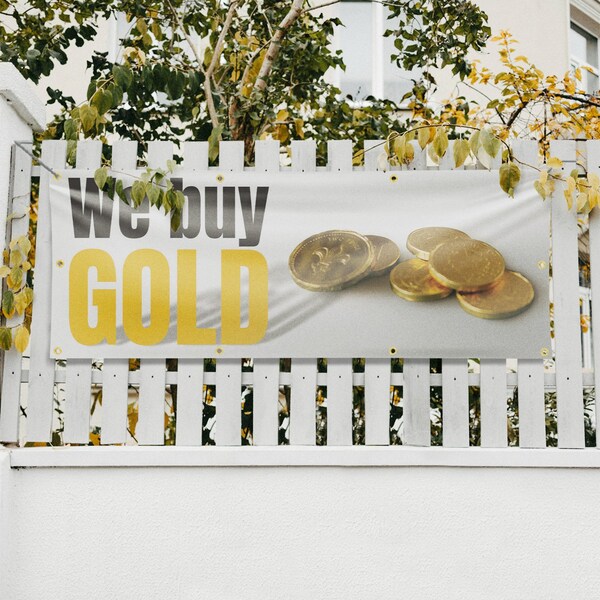 Signmission We Buy Gold, 36 Inch x 96 Inch, Vinyl Banner - B-96-30925