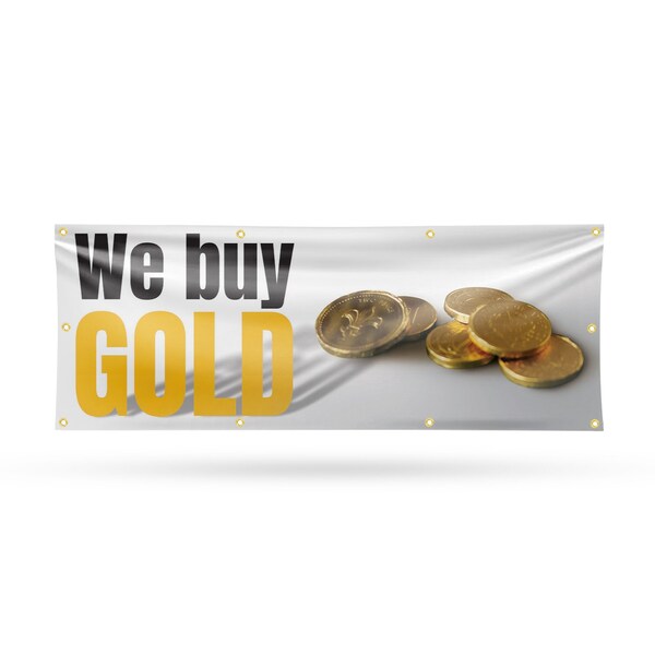 Signmission We Buy Gold, 36 Inch x 96 Inch, Vinyl Banner - B-96-30925