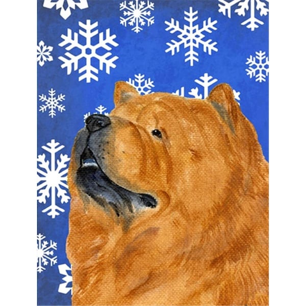 Carolines Treasures 28 x 40 in. Chow Chow Winter Snowflakes Holiday Flag Canvas House Size - SS4640CHF