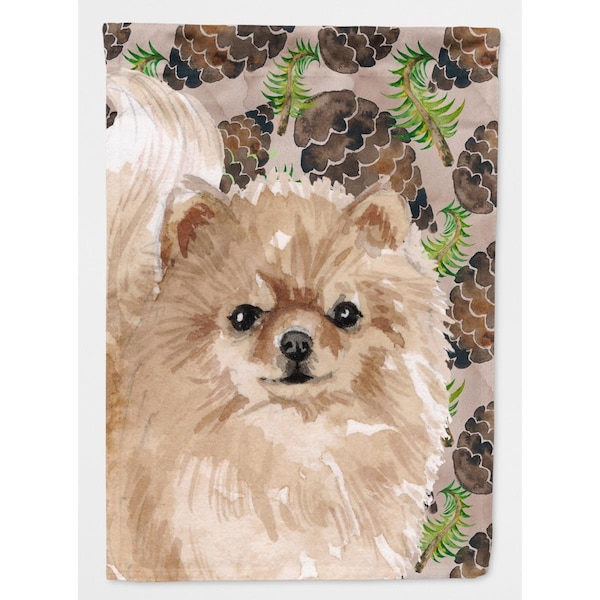 Carolines Treasures Pomeranian Pine Cones Flag Canvas - House Size - BB9600CHF