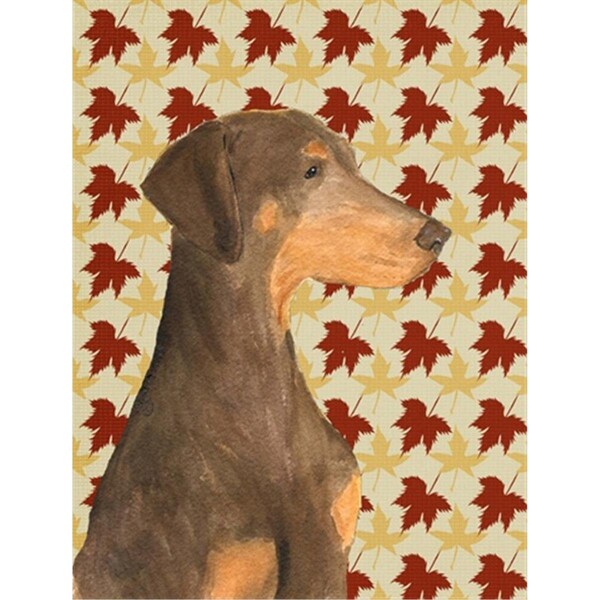 Patioplus 40 x 40 in. Doberman Fall Leaves Portrait Flag Canvas House Size - PA2554845