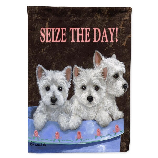 Carolines Treasures 28 x 0.01 x 40 in. Westie Seize the Day Canvas House Flag - PPP3232CHF
