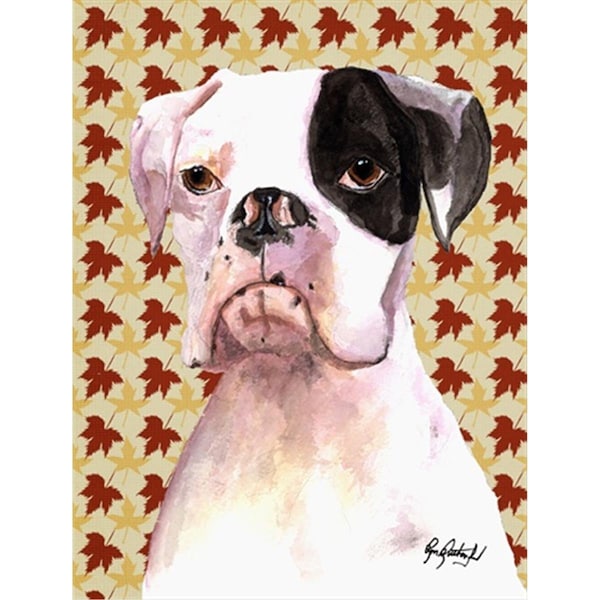 Carolines Treasures Cooper Fall Leaves Boxer Flag Canvas House Size - RDR3007CHF