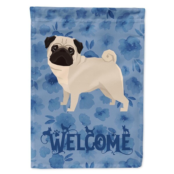 Carolines Treasures 28 x 0.01 x 40 in. Pug Welcome Flag Canvas House Size - CK6261CHF