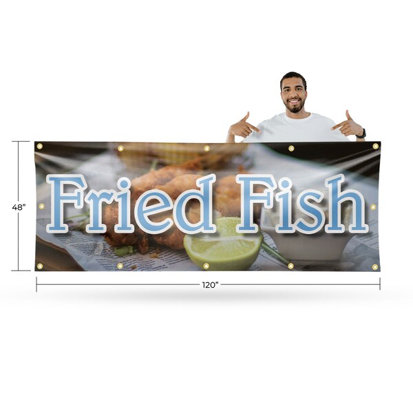 Signmission Fried Fish, 48 Inch x 120 Inch, Vinyl Banner - B-120-30660