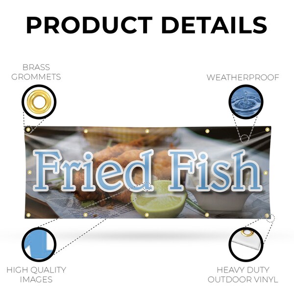 Signmission Fried Fish, 48 Inch x 120 Inch, Vinyl Banner - B-120-30660