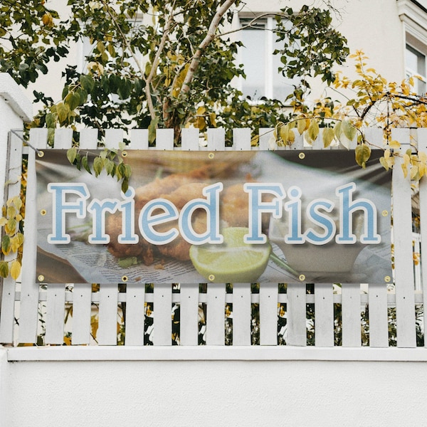 Signmission Fried Fish, 48 Inch x 120 Inch, Vinyl Banner - B-120-30660