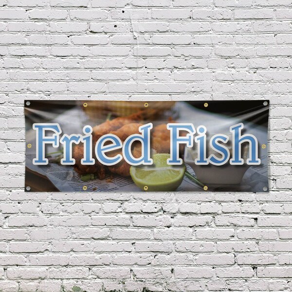 Signmission Fried Fish, 48 Inch x 120 Inch, Vinyl Banner - B-120-30660