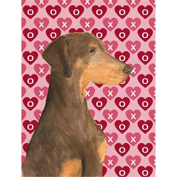 Patioplus 11 x 15 In. Doberman Hearts Love And Valentines Day Portrait Flag; Garden Size - PA246822