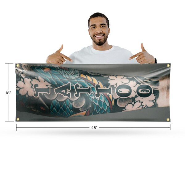 Signmission Tattoo Vertical, 18 Inch x 48 Inch, Vinyl Banner - B-30882