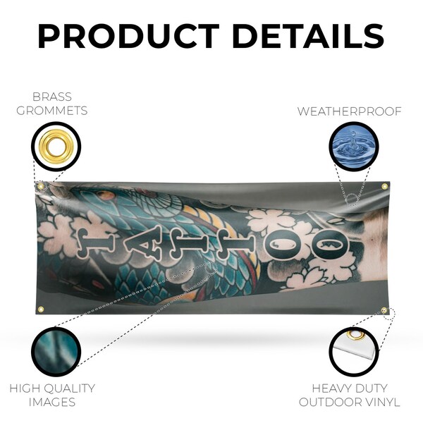 Signmission Tattoo Vertical, 18 Inch x 48 Inch, Vinyl Banner - B-30882