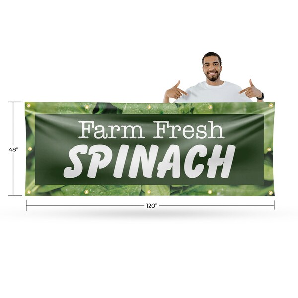 Signmission Farm Fresh Spinach, 48 Inch x 120 Inch, Vinyl Banner - B-120-30615