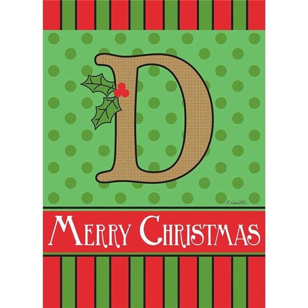 Magnolia Garden Flags Magnolia Garden Flags 1650 13 x 18 in. Merry Christmas Monogram D Burlap Garden Flag - 1650