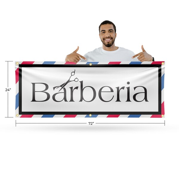 Signmission Barberia, 24 Inch x 72 Inch, Vinyl Banner - B-72-30482